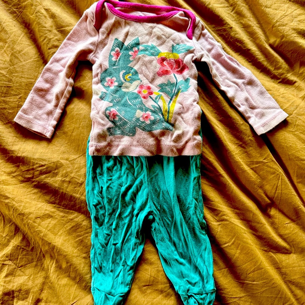 Tea collection organic shirt with kickee pants outfit 0-3 months